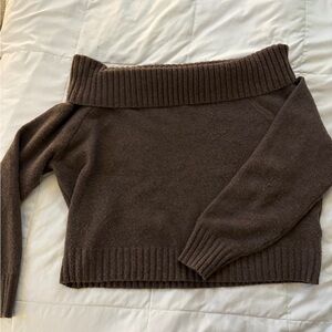 Brown Off-Shoulder Sweater